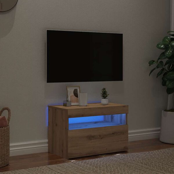 vidaXL TV-Schrank mit LED-Leuchten Artisan-Eiche 60x35x40 cm