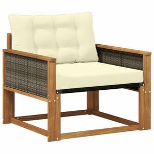 vidaXL Outdoor Mittelsofa Massives Akazienholz und Textilene Natur