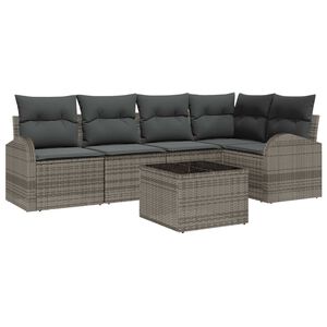 vidaXL Garten-Sofa-Set mit Kissen 6 pcs Grau Poly Rattan