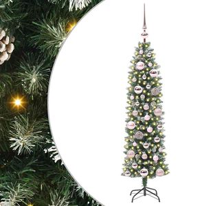 vidaXL K&uuml;nstlicher schlanker Weihnachtsbaum Gr&uuml;n und Wei&szlig; 120 cm