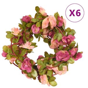 vidaXL Blumengirlanden Blumen 6 Stk. Rosa 250 cm