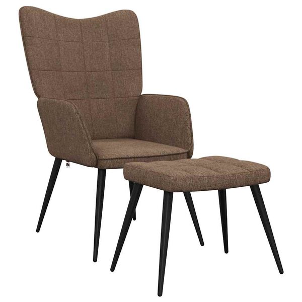 vidaXL Relaxsessel mit Hocker Braun Stoff