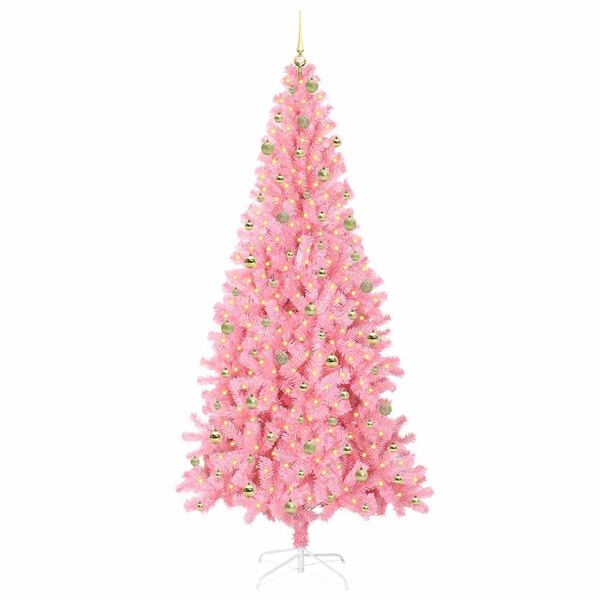 vidaXL Weihnachtsbaum mit 300 LEDs mit St&auml;nder Rosa 240 cm PVC