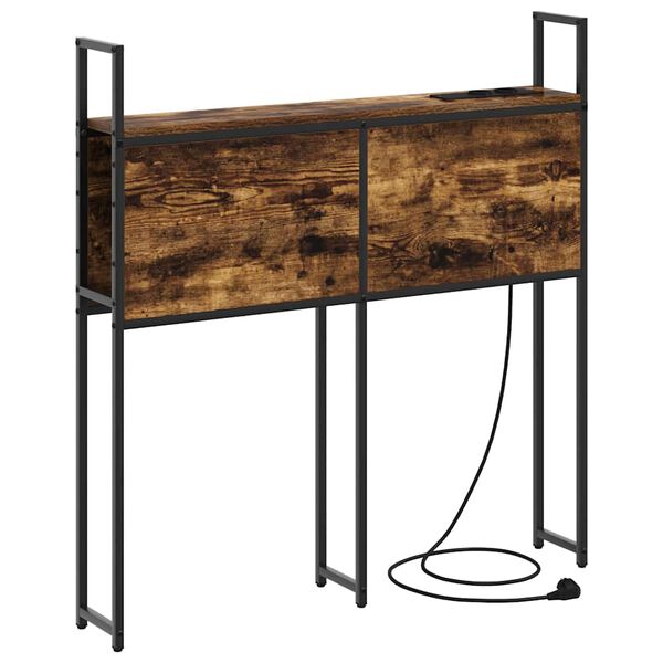 vidaXL Kopfteil mit Stauraum mit Ladestation mit Regal R&auml;uchereiche