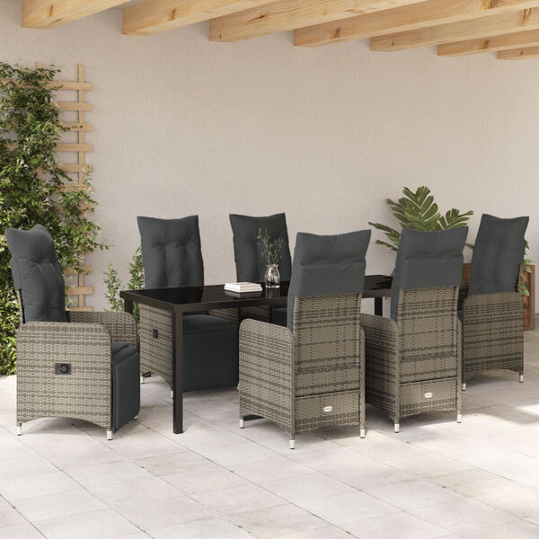 vidaXL Garten Essgruppe mit Kissen 7 pcs Beige Poly Rattan