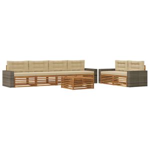 vidaXL Outdoor-Sofagarnitur 7 stk. Natur und Beige Polyester