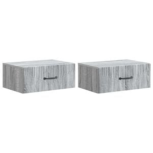 vidaXL Wandmontierter Nachttisch 2 pcs Graues Sonoma 49 x 34,5 x 20 cm