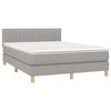 vidaXL Boxspringbett mit Matratze & LED Hellgrau 140x190 cm Stoff