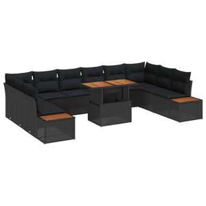 vidaXL Garten Essgruppe mit Kissen 11 pcs Schwarz und Braun