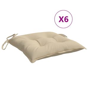 vidaXL Stuhlkissen 6 Stk. Beige 40x40x7 cm Oxford-Gewebe
