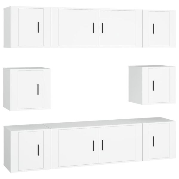 vidaXL 8-tlg. TV-Schrank-Set Wei&szlig; Holzwerkstoff