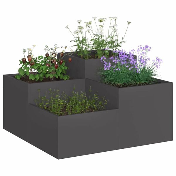 vidaXL Gartenblumentopf Schwarz 100 x 100 x 48 cm Stahl