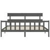 vidaXL Massivholzbett mit Kopfteil Grau 200x200 cm
