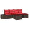 vidaXL Gartensofa-set mit Kissen 6 pcs Braun Poly-Rattan