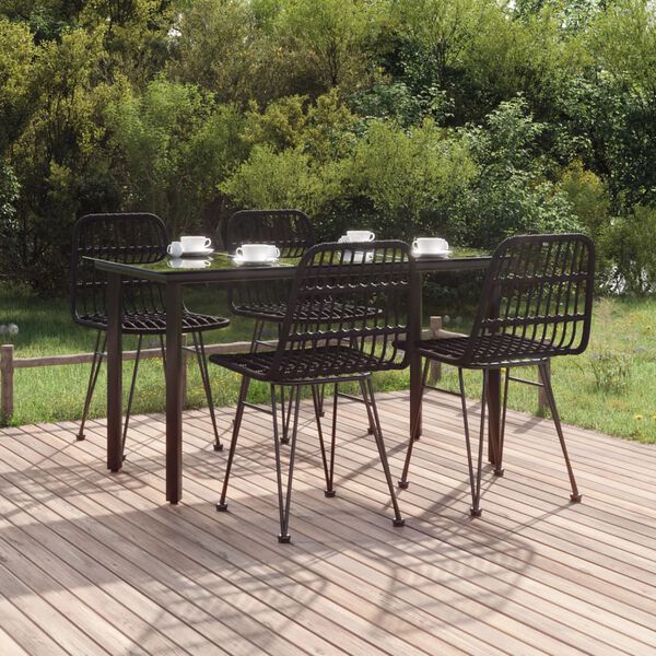 vidaXL 5-tlg. Garten-Essgruppe Schwarz Poly Rattan