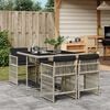vidaXL 5-tlg. Garten-Essgruppe mit Kissen Hellgrau Poly Rattan