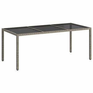 vidaXL Gartentisch Grau 190x90x75 cm Geh&auml;rtetes Glas und Poly Rattan