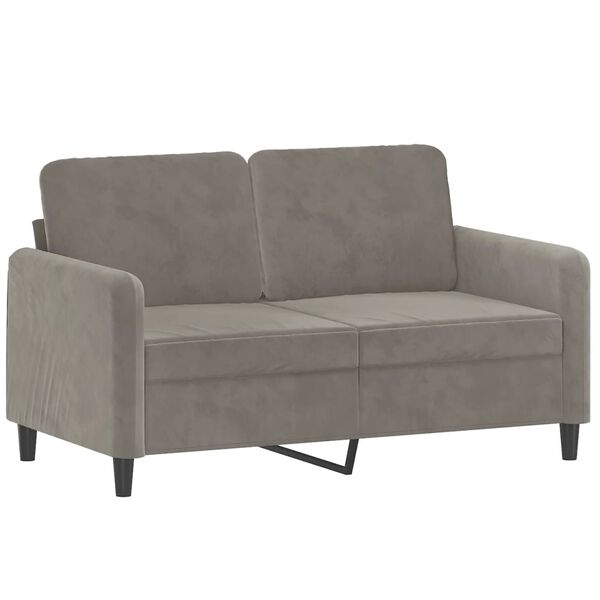 vidaXL 2-Sitzer-Sofa mit Kissen Hellgrau 120 cm Samt