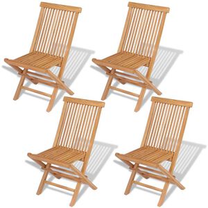 vidaXL Klappbare Gartenst&uuml;hle 4 Stk. Massivholz Teak