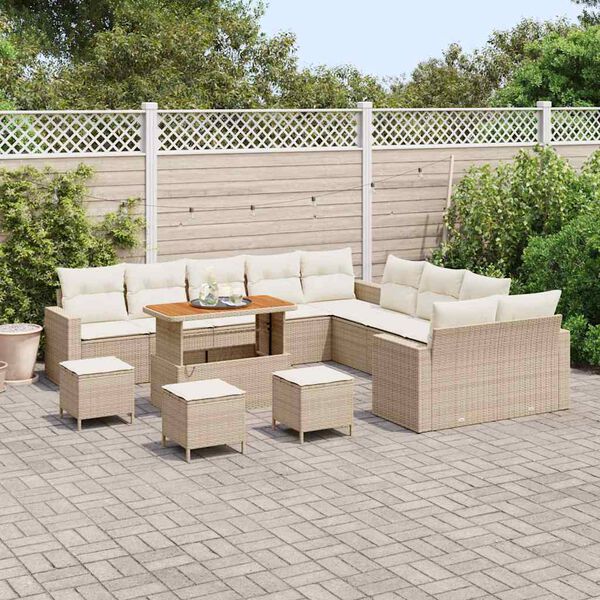 vidaXL Gartensofa-set 14 pcs Beige Poly-Rattan