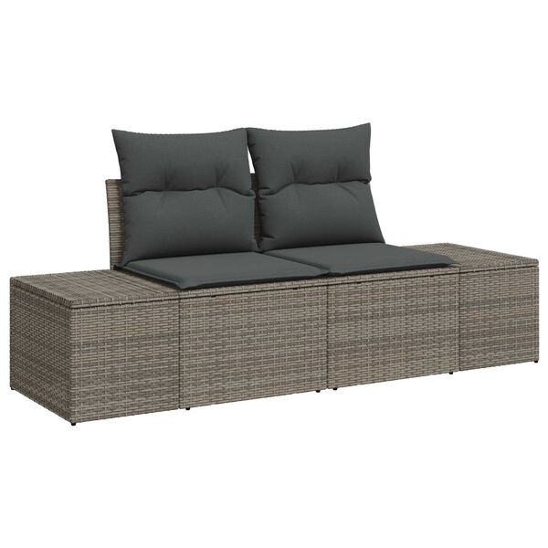 vidaXL Garten-Sofa-Set mit Speicher 8 pcs Grau Poly Rattan