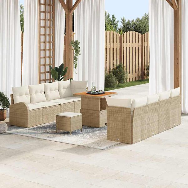 vidaXL Garten-Sofa-Set 11 pcs Beige und Creme 80 x 80 x 71 cm