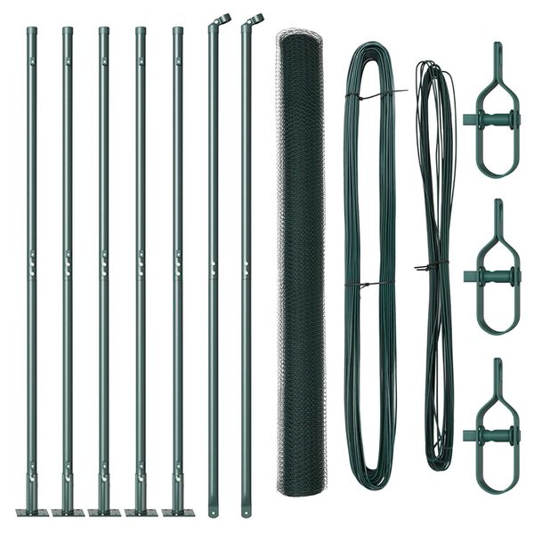 vidaXL Zaunpfosten Gr&uuml;n 10 x 1,5 m (25 mm Maschen) Stahl und PVC
