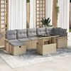vidaXL Garten-Sofa-Set mit Kissen mit Speicher 8 pcs Beige Poly Rattan