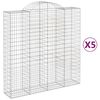 vidaXL Gabionen mit Hochbogen 5 Stk. 200x50x200/220cm Verzinktes Eisen