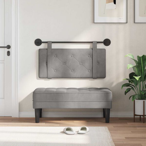 vidaXL H&auml;ngevorderseite Wandmontiert Hellgrau 90 x 55 x 5 cm Samt