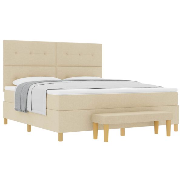vidaXL Boxspringbett mit Matratze Creme 180 x 200 cm Stoff