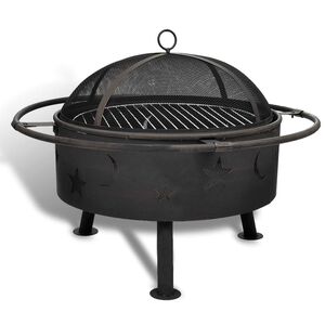 vidaXL Feuerskala Mond Schwarz 82 x 82 x 64 cm Stahl