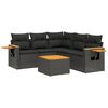vidaXL 6-tlg. Garten-Sofagarnitur mit Kissen Schwarz Poly Rattan