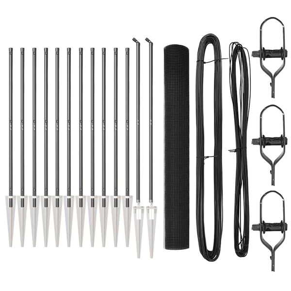 vidaXL Zaunpfosten Grau 25 x 1,2 m (16 x 16 mm Maschen) Stahl und PVC