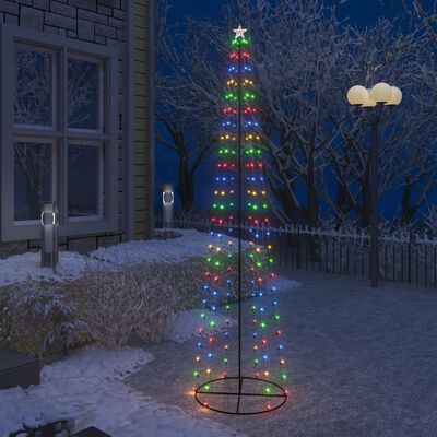 vidaXL Weihnachtskegelbaum 136 Bunte LEDs Dekoration 70x240 cm