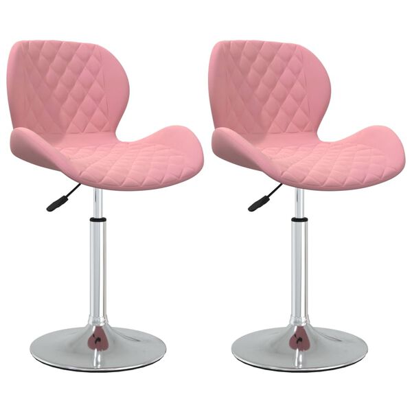 vidaXL Esszimmerst&uuml;hle 2 Stk. Drehbar Rosa Samt