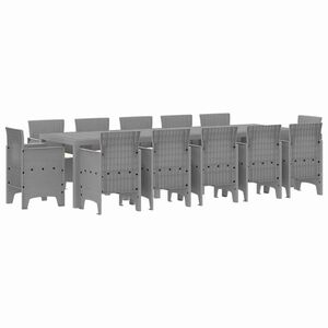 vidaXL Garten Essgruppe 13 stk. Grau Poly-Rattan