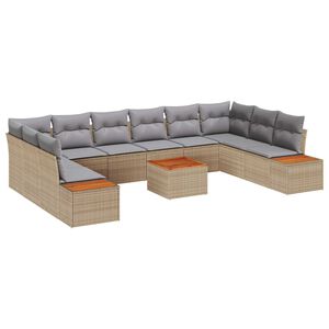 vidaXL Gartensofa-set mit Kissen 10 pcs Beige und Hellgrau Polyrattan