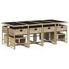 vidaXL 13-tlg. Garten-Essgruppe mit Kissen Beige Poly Rattan