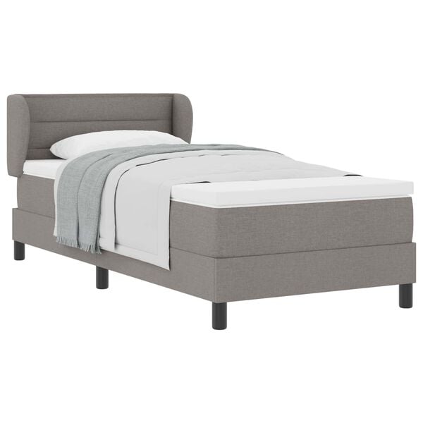 vidaXL Boxspringbett mit Matratze mit Kopfteil Taupe 90 x 190 cm Stoff