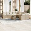 vidaXL 11-tlg. Garten-Sofagarnitur mit Kissen Beige Poly Rattan