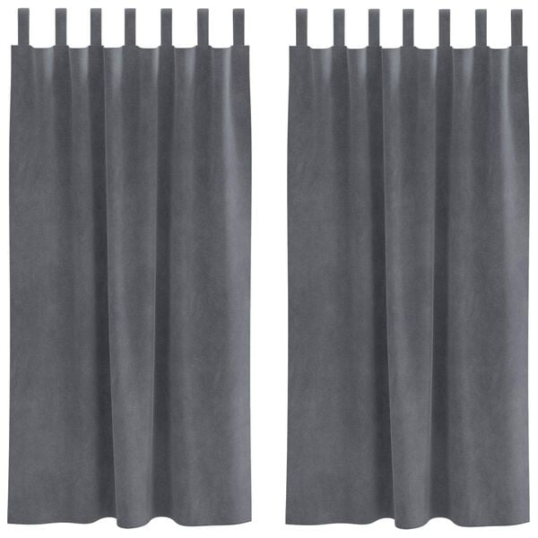 vidaXL Verdunkelungsvorh&auml;nge 2 pcs Hellgrau 140 x 175 cm Samt