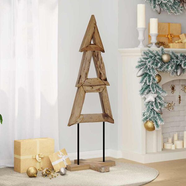 vidaXL Weihnachtsbaum mit Ständer Braun 120 cm Massivholz Teak