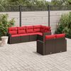 vidaXL 7-tlg. Garten-Sofagarnitur mit Kissen Braun Poly Rattan
