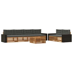 vidaXL Outdoor-Sofagarnitur 7 stk. Natur und Anthrazit Polyester