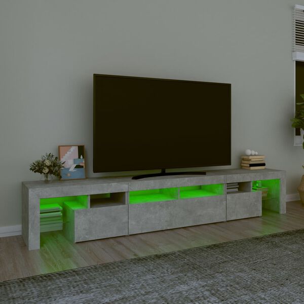 vidaXL TV-Schrank mit LED-Leuchten Betongrau 230x36,5x40 cm