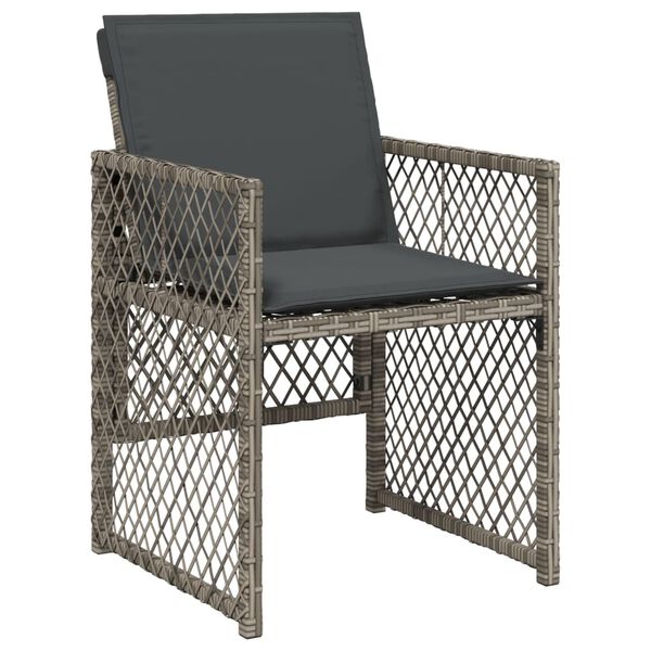 vidaXL 7-tlg. Garten-Essgruppe mit Kissen Grau Poly Rattan