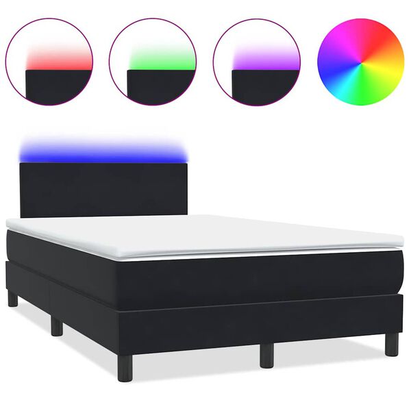 vidaXL Boxspringbett mit Matratze & LED Schwarz 120x210 cm Samt