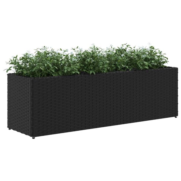 vidaXL Pflanzk&uuml;bel mit 3 T&ouml;pfen 2 Stk. Schwarz 105x30x32cm Poly Rattan