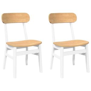 vidaXL Esszimmerst&uuml;hle 2 Stk. Wei&szlig; Massivholz Gummibaum